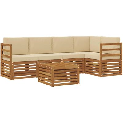 vidaXL Sofagarnituren 6 Tlg Natur und Beige Massivholz Akazie 3374833 vidaXL Sofagarnituren 6 Tlg Natur und Beige Massivholz Akazie 3374833