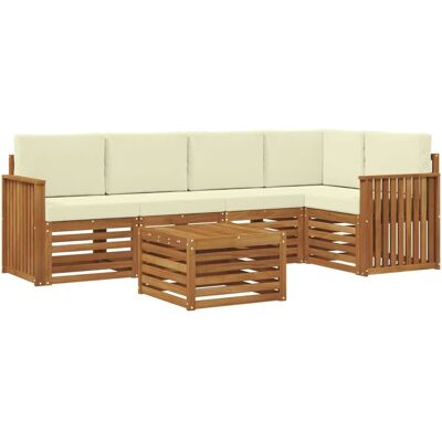 vidaXL Sofagarnituren 6 Tlg Natur und Creme Massivholz Akazie 3374845 vidaXL Sofagarnituren 6 Tlg Natur und Creme Massivholz Akazie 3374845