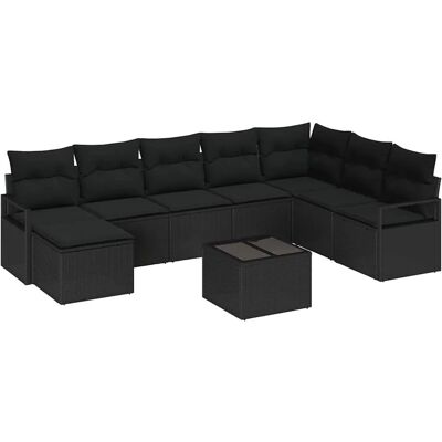 vidaXL Garten-Sofa-Set 9-Tlg Schwarz Poly Rattan 3346513 vidaXL Garten-Sofa-Set 9-Tlg Schwarz Poly Rattan 3346513