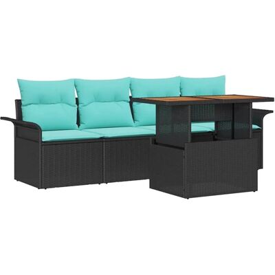 vidaXL Garten-Sofa-Set mit Speicher 5 Stk Schwarz Poly Rattan 3358006 vidaXL Garten-Sofa-Set mit Speicher 5 Stk Schwarz Poly Rattan 3358006