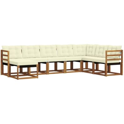 vidaXL Outdoor-Sofagarnitur mit Kissen 8-Tlg Natur und Creme 3368941 vidaXL Outdoor-Sofagarnitur mit Kissen 8-Tlg Natur und Creme 3368941