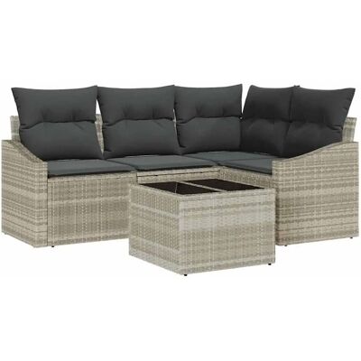vidaXL Garten-Sofa-Set 5-Tlg Hellgrau Poly Rattan 3346712 vidaXL Garten-Sofa-Set 5-Tlg Hellgrau Poly Rattan 3346712