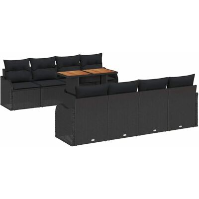 vidaXL Garten-Sofa-Set mit Speicher 9-Tlg Schwarz Poly Rattan 3358172 vidaXL Garten-Sofa-Set mit Speicher 9-Tlg Schwarz Poly Rattan 3358172