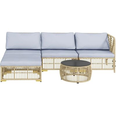Outsunny Rattan Gartengarnitur PE Rattan Polyester Beige Grau 73L x 73B x 73H cm Outsunny Rattan Gartengarnitur PE Rattan Polyester Beige Grau 73L x 73B x 73H cm
