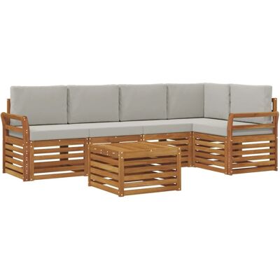 vidaXL Sofagarnituren 6 Tlg Natur und Hellgrau Massivholz Akazie 3374851 vidaXL Sofagarnituren 6 Tlg Natur und Hellgrau Massivholz Akazie 3374851