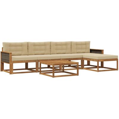 vidaXL Outdoor-Sofagarnitur mit Kissen 6 Stk Natur und Beige 3382501 vidaXL Outdoor-Sofagarnitur mit Kissen 6 Stk Natur und Beige 3382501