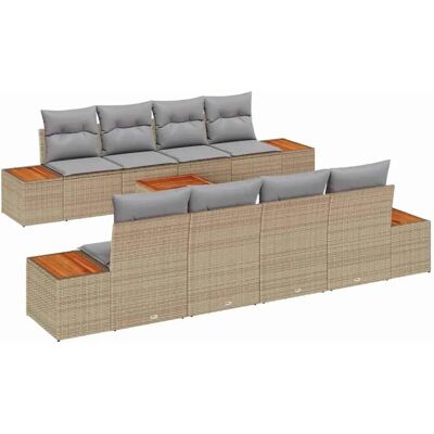 vidaXL Garten-Sofa-Set mit Kissen 9-Tlg Beige Poly Rattan 3348051 vidaXL Garten-Sofa-Set mit Kissen 9-Tlg Beige Poly Rattan 3348051