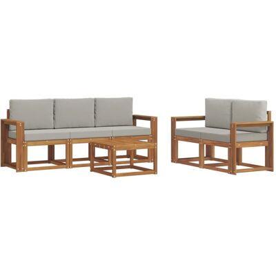 vidaXL Outdoor-Sofagarnitur mit Kissen 6 Stk Natur und Hellgrau 3366014 vidaXL Outdoor-Sofagarnitur mit Kissen 6 Stk Natur und Hellgrau 3366014