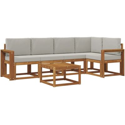 vidaXL Outdoor-Sofagarnitur mit Kissen 6 Stk Natur und Hellgrau 3366434 vidaXL Outdoor-Sofagarnitur mit Kissen 6 Stk Natur und Hellgrau 3366434