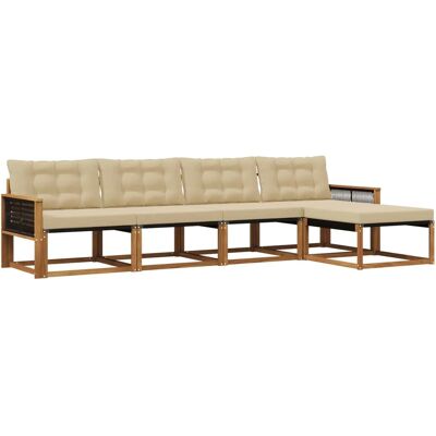 vidaXL Outdoor-Sofagarnitur mit Kissen 5 Stk Natur und Beige 3381361 vidaXL Outdoor-Sofagarnitur mit Kissen 5 Stk Natur und Beige 3381361