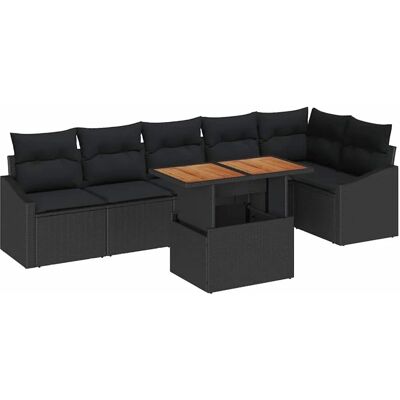 vidaXL Garten-Sofa-Set mit Speicher 7-Tlg Schwarz Poly Rattan 3358585 vidaXL Garten-Sofa-Set mit Speicher 7-Tlg Schwarz Poly Rattan 3358585