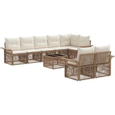 vidaXL Gartensofa-Set 9-Tlg Beige Poly-Rattan 3434895 vidaXL Gartensofa-Set 9-Tlg Beige Poly-Rattan 3434895
