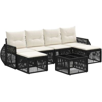 vidaXL Gartensofa-Set 7-Tlg Schwarz und Cremeweiß Poly-Rattan 3435499 vidaXL Gartensofa-Set 7-Tlg Schwarz und Cremeweiß Poly-Rattan 3435499