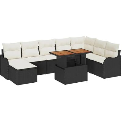 vidaXL 9-Teiliges Garten Sofa Set mit Kissen Schwarz Poly Rattan 3358231 vidaXL 9-Teiliges Garten Sofa Set mit Kissen Schwarz Poly Rattan 3358231
