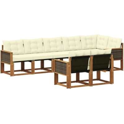 vidaXL Outdoor-Sofagarnitur mit Kissen 8 Stk Natur und Creme 3382026 vidaXL Outdoor-Sofagarnitur mit Kissen 8 Stk Natur und Creme 3382026