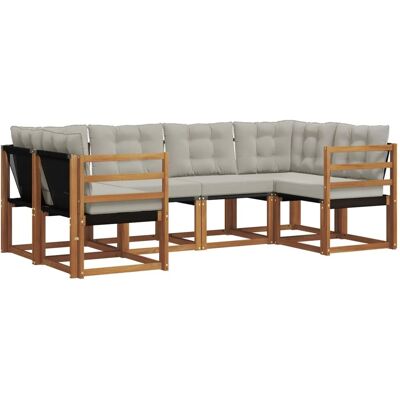 vidaXL Outdoor-Sofagarnitur mit Kissen 6-Tlg Natur und Hellgrau 3368990 vidaXL Outdoor-Sofagarnitur mit Kissen 6-Tlg Natur und Hellgrau 3368990