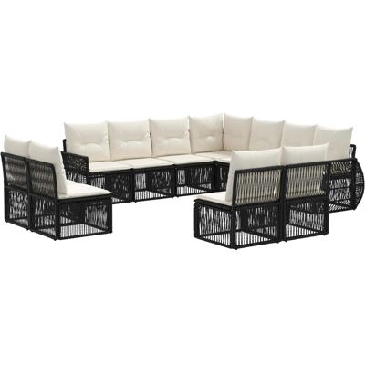 vidaXL Gartensofa-Set 11-Tlg Schwarz und Cremeweiß Poly-Rattan 3435451 vidaXL Gartensofa-Set 11-Tlg Schwarz und Cremeweiß Poly-Rattan 3435451