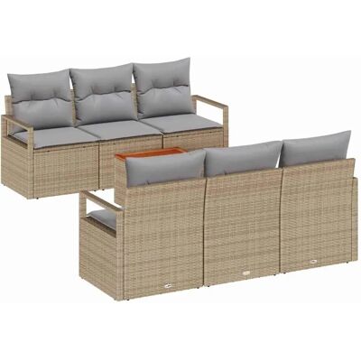 vidaXL Garten-Sofa-Set mit Kissen 7-Tlg Beige Poly Rattan 3347651 vidaXL Garten-Sofa-Set mit Kissen 7-Tlg Beige Poly Rattan 3347651