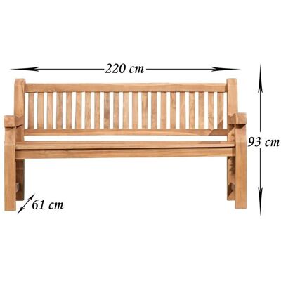 DELUKE Gartenbank Teakbank HIBAS Holz Teak 220x61x93cm Holzbank 220cm Bank Mit Lehne Wetterfest Bank Garten Terrasse DELUKE Gartenbank Teakbank HIBAS Holz Teak 220x61x93cm Holzbank 220cm Bank Mit Lehne Wetterfest Bank Garten Terrasse