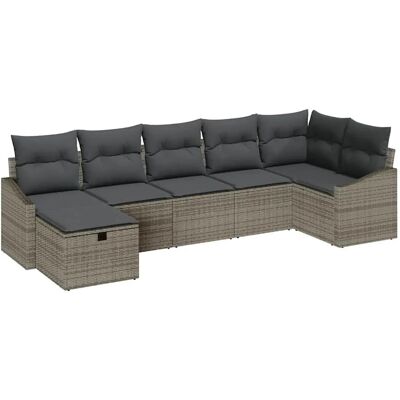 Vidaxl - 7-Piece Outdoor Sofa Set - Grau Texturiertes Rattan Vidaxl - 7-Piece Outdoor Sofa Set - Grau Texturiertes Rattan