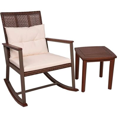 DELUKE Outdoor-Schaukelstuhl MAINZ mit Beistelltisch Dunkelbraun Eukalyptus Gartenstuhl Relaxsessel Garten Balkon Outdoor DELUKE Outdoor-Schaukelstuhl MAINZ mit Beistelltisch Dunkelbraun Eukalyptus Gartenstuhl Relaxsessel Garten Balkon Outdoor