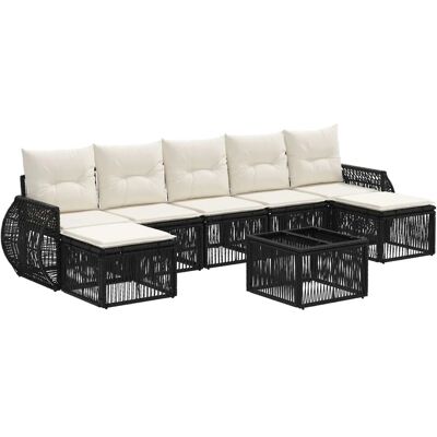 vidaXL Gartensofa-Set 8-Tlg Schwarz und Cremeweiß Poly-Rattan 3435505 vidaXL Gartensofa-Set 8-Tlg Schwarz und Cremeweiß Poly-Rattan 3435505