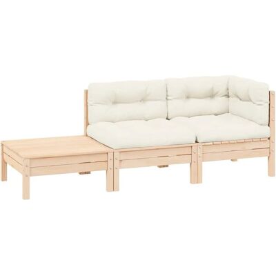 vidaXL Gartenset - Robustes Kiefernholz - Creme Kissen - Für Draußen vidaXL Gartenset - Robustes Kiefernholz - Creme Kissen - Für Draußen