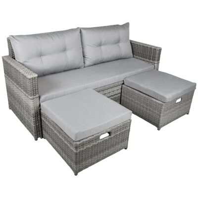 DELUKE Gartensofa TRIER Halbrund Kunststoff Schilfgrau Gartenmöbel Set Garten Loungeset DELUKE Gartensofa TRIER Halbrund Kunststoff Schilfgrau Gartenmöbel Set Garten Loungeset