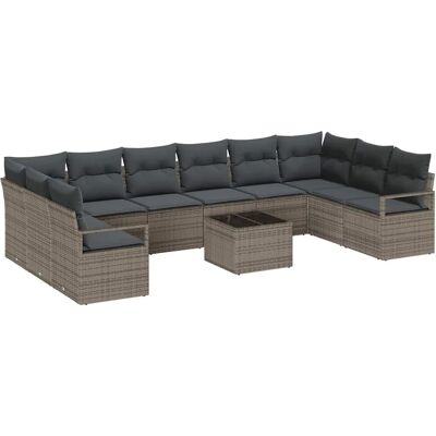 vidaXL Garten-Sofa-Set 11-Tlg Grau Poly Rattan 3346569 vidaXL Garten-Sofa-Set 11-Tlg Grau Poly Rattan 3346569