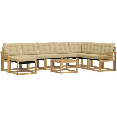 vidaXL Outdoor-Sofagarnitur mit Kissen 9-Tlg Weiß und Beige 3389791 vidaXL Outdoor-Sofagarnitur mit Kissen 9-Tlg Weiß und Beige 3389791