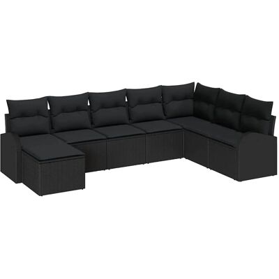 vidaXL 8-Teilige Garten-Sofaset mit Kissen Schwarz Poly Rattan 3346163 vidaXL 8-Teilige Garten-Sofaset mit Kissen Schwarz Poly Rattan 3346163