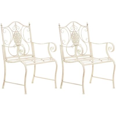DELUKE 2er Set Gartenstühle AUSTIN Metall Antik-creme 62x53x94cm Balkonstuhl Terrasse Garten DELUKE 2er Set Gartenstühle AUSTIN Metall Antik-creme 62x53x94cm Balkonstuhl Terrasse Garten