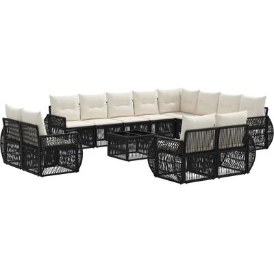 vidaXL Gartensofa-Set 13-Tlg Schwarz und Cremeweiß Poly-Rattan 3435595 vidaXL Gartensofa-Set 13-Tlg Schwarz und Cremeweiß Poly-Rattan 3435595