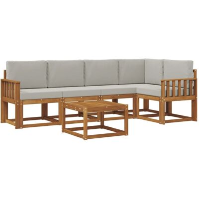 vidaXL Outdoor-Sofagarnitur mit Kissen 6 Stk Natur und Hellgrau 3366424 vidaXL Outdoor-Sofagarnitur mit Kissen 6 Stk Natur und Hellgrau 3366424