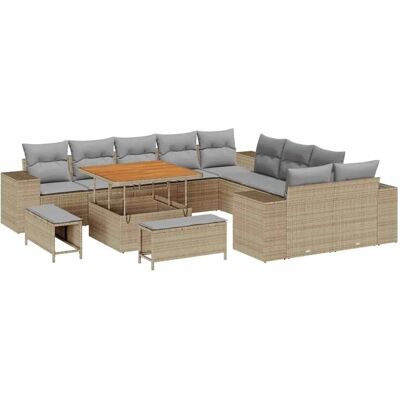 vidaXL Garten-Sofa-Set Höhenverstellbar 13-Tlg Beige Poly Rattan 3362057 vidaXL Garten-Sofa-Set Höhenverstellbar 13-Tlg Beige Poly Rattan 3362057