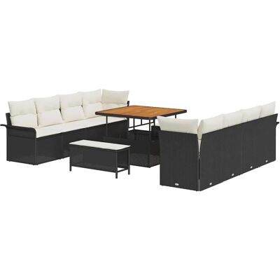vidaXL Garten-Sofa-Set mit Kissen 11-Tlg Schwarz und Creme 3364065 vidaXL Garten-Sofa-Set mit Kissen 11-Tlg Schwarz und Creme 3364065
