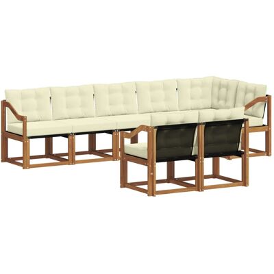 vidaXL Outdoor-Sofagarnitur mit Kissen 8-Tlg Natur und Creme 3368793 vidaXL Outdoor-Sofagarnitur mit Kissen 8-Tlg Natur und Creme 3368793