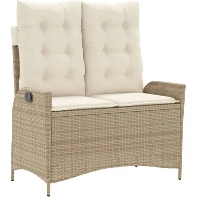 furnicato Gartenbank Verstellbar mit Kissen Beige Poly Rattan furnicato Gartenbank Verstellbar mit Kissen Beige Poly Rattan