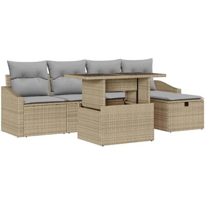 vidaXL Garten-Sofa-Set Höhenverstellbar 6-Tlg Beige Poly Rattan 3361159 vidaXL Garten-Sofa-Set Höhenverstellbar 6-Tlg Beige Poly Rattan 3361159
