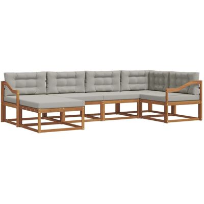 vidaXL Outdoor-Sofagarnitur mit Kissen 6-Tlg Natur und Hellgrau 3367839 vidaXL Outdoor-Sofagarnitur mit Kissen 6-Tlg Natur und Hellgrau 3367839