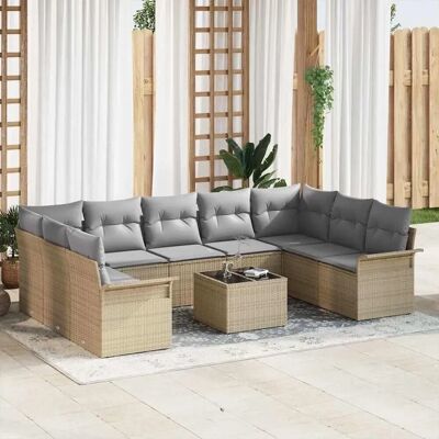 vidaXL Garten-Sofa-Set mit Kissen 10-Tlg Schwarz Poly Rattan 3354199 vidaXL Garten-Sofa-Set mit Kissen 10-Tlg Schwarz Poly Rattan 3354199