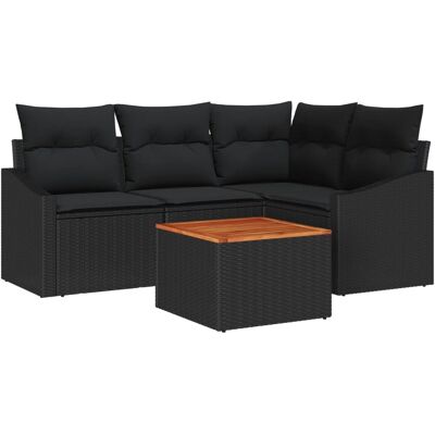 vidaXL Garten-Sofa-Set 5-Tlg Schwarz 3356497 vidaXL Garten-Sofa-Set 5-Tlg Schwarz 3356497