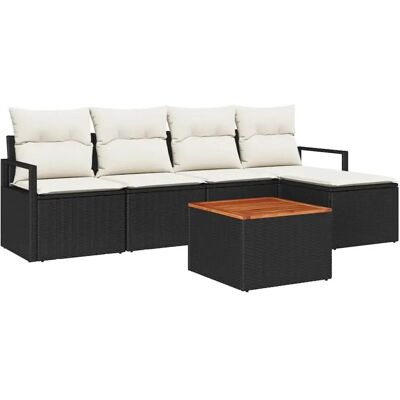 vidaXL Garten-Sofa-Set mit Kissen 6-Tlg Schwarz Poly Rattan 3347691 vidaXL Garten-Sofa-Set mit Kissen 6-Tlg Schwarz Poly Rattan 3347691
