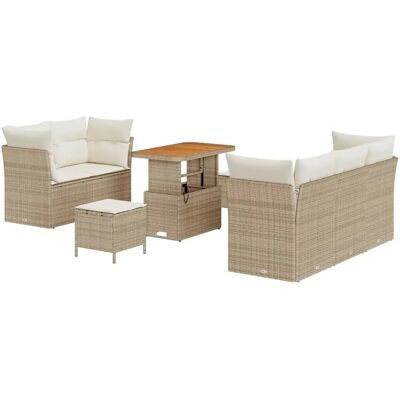 vidaXL Garten-Sofa-Set Höhenverstellbar 8-Tlg Beige Poly Rattan 3361431 vidaXL Garten-Sofa-Set Höhenverstellbar 8-Tlg Beige Poly Rattan 3361431