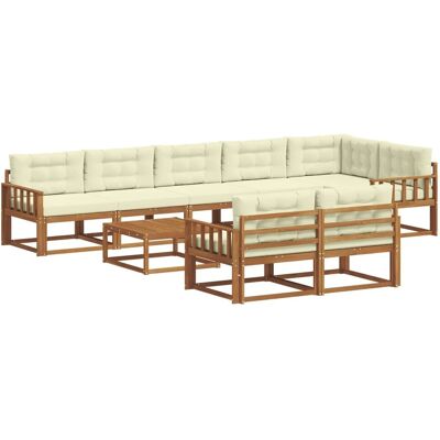 vidaXL Outdoor-Sofagarnitur mit Kissen 9-Tlg Natur und Creme 3367783 vidaXL Outdoor-Sofagarnitur mit Kissen 9-Tlg Natur und Creme 3367783
