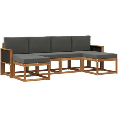 vidaXL Outdoor-Sofagarnitur 6 Stk Natur und Anthrazit Polyester 3385423 vidaXL Outdoor-Sofagarnitur 6 Stk Natur und Anthrazit Polyester 3385423