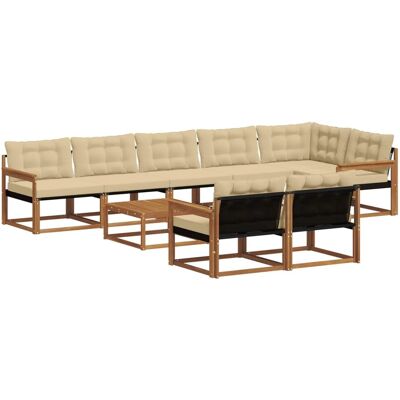 vidaXL Outdoor-Sofagarnitur mit Kissen 9-Tlg Natur und Beige 3369596 vidaXL Outdoor-Sofagarnitur mit Kissen 9-Tlg Natur und Beige 3369596