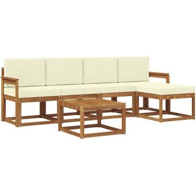 vidaXL Outdoor-Sofagarnitur 6 Stk Natur und Creme Massivholz Akazie 3366278 vidaXL Outdoor-Sofagarnitur 6 Stk Natur und Creme Massivholz Akazie 3366278