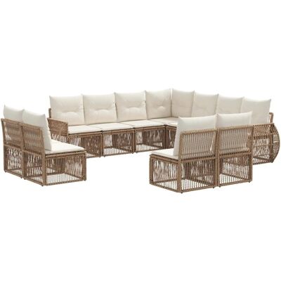 vidaXL Gartensofa-Set 11-Tlg Beige und Cremeweiß Poly-Rattan 3435453 vidaXL Gartensofa-Set 11-Tlg Beige und Cremeweiß Poly-Rattan 3435453