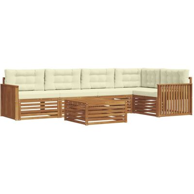 vidaXL Outdoor-Sofagarnitur mit Kissen 6-Tlg Natur und Creme 3373495 vidaXL Outdoor-Sofagarnitur mit Kissen 6-Tlg Natur und Creme 3373495